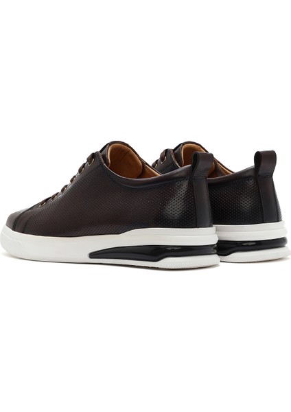 Erkek Kahverengi Bağcıklı Deri Sneaker 25SFD692518