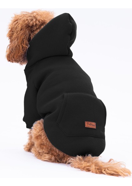 Siyah Kanguru Cepli Kedi-Köpek Hoodie- Sweatshirt fırsatları