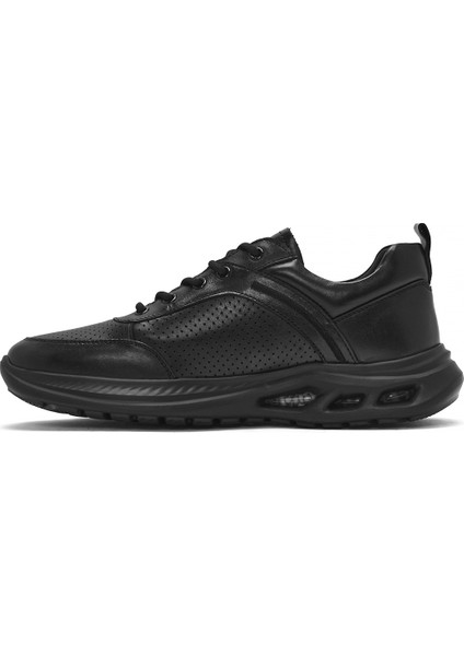 Erkek Siyah Bağcıklı Deri Sneaker 25SFD692118