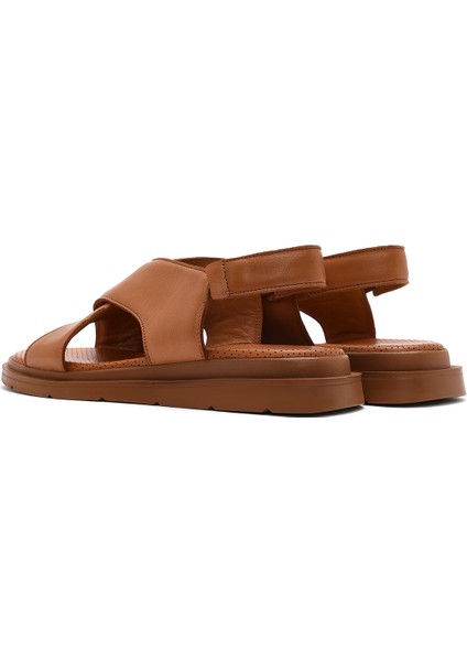 Kadın Taba Lastikli Deri Sandalet 25SFD362118