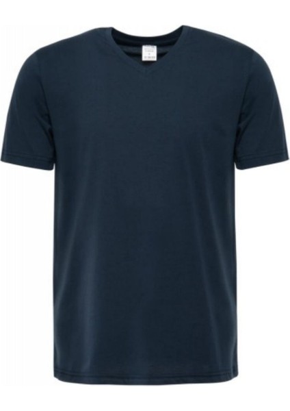 Bisiklet Yaka Kısa Kollu Lacivert T-Shirt