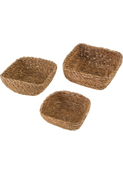 Handmade Kare Mını Sepet Seti 3lü