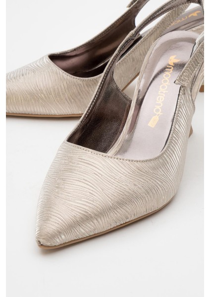 Kadın Topuklu Ayakkabı Altın Dalgalı modelleri