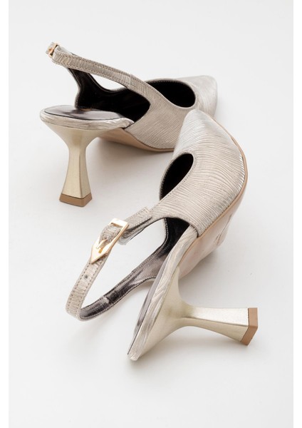 Kadın Topuklu Ayakkabı Altın Dalgalı fırsatları