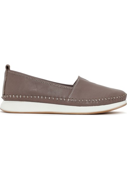 Kadın Vizon Kalın Tabanlı Deri Comfort Loafer 25SFD332518
