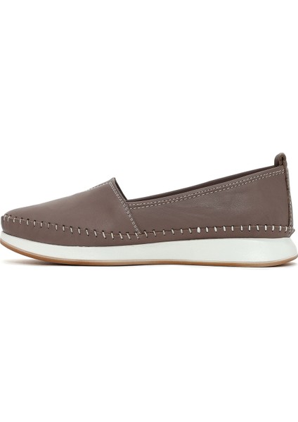 Kadın Vizon Kalın Tabanlı Deri Comfort Loafer 25SFD332518