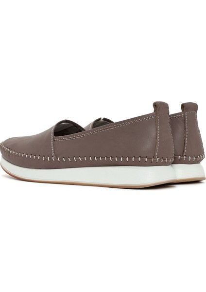 Kadın Vizon Kalın Tabanlı Deri Comfort Loafer 25SFD332518