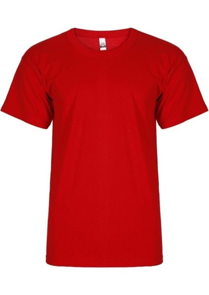 Bisiklet Yaka Kısa Kollu Kırmızı T-Shirt