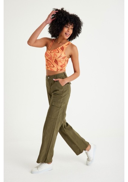 Yüksek Bel Wide Leg Kargo Pantolon modelleri