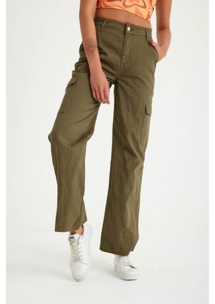 Yüksek Bel Wide Leg Kargo Pantolon fırsatları