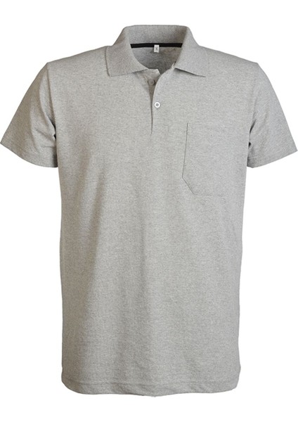 Polo Yaka Kısa Kollu Gri T-Shirt
