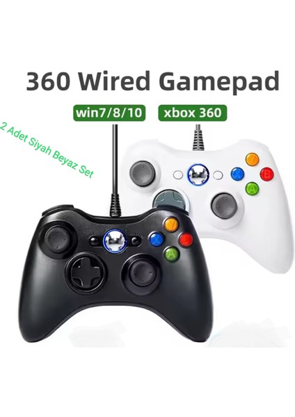 Xbox 360 Kablolu Oyun Kolu (Bilgisayar Pc ve Xbox 360 Slim Uyumlu)