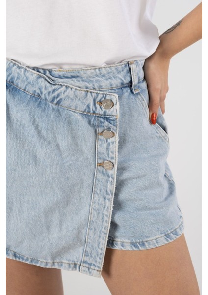 Önden 3 Düğme Denim Etek fırsatları