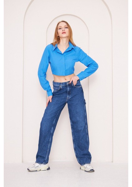 Yüksek Bel Relaxed Fit Kadın Kot Pantolon