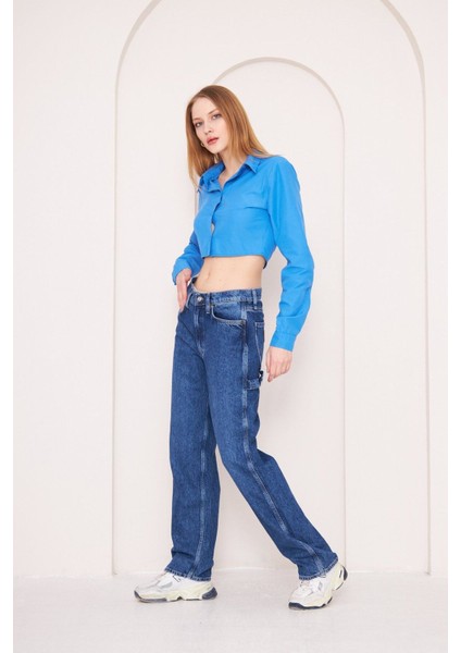 Yüksek Bel Relaxed Fit Kadın Kot Pantolon
