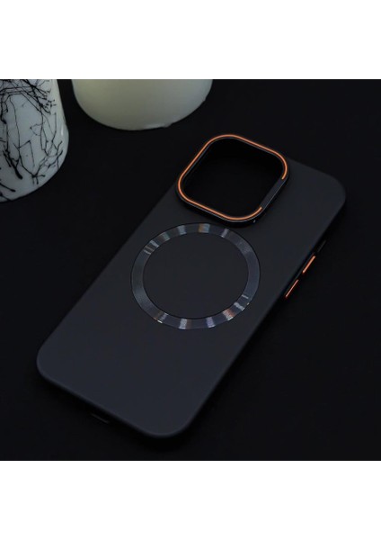 iPhone 15 Pro Max Uyumlu Magnezyum Standlı ve Lens Hediyeli Lüks Kılıf