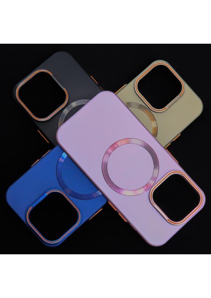 iPhone 12 Pro Max Uyumlu Magnezyum Standlı ve Lens Hediyeli Lüks Kılıf