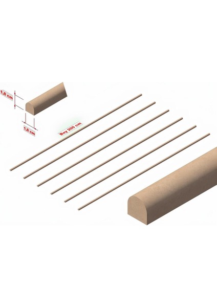 Iskandinav Oval Duvar Çıtası 18MM (Kalınlık) 18MM (En) x 200 cm (Boy) (6 Adet)
