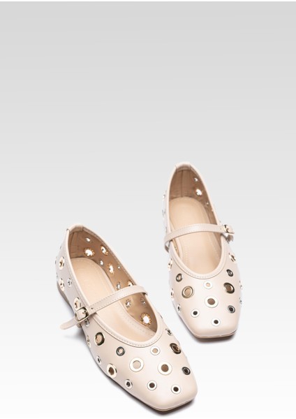 Kadın Bej Gilded Grace Halka Detaylı Babet fiyatları