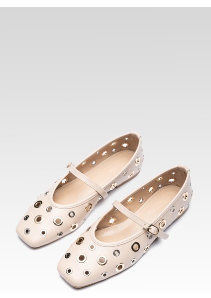 Kadın Bej Gilded Grace Halka Detaylı Babet fırsatları