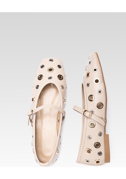 Kadın Bej Gilded Grace Halka Detaylı Babet indirimleri