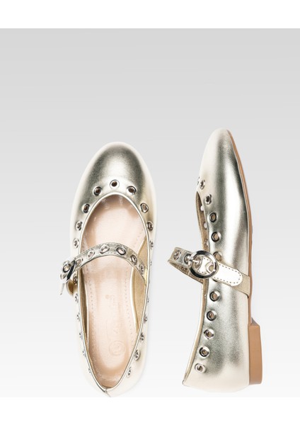 Kadın Altın Lustrous Loop Babet indirimleri