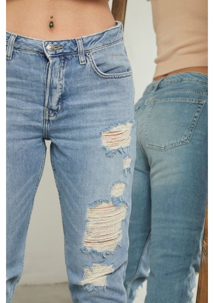 Skinny Jeans Ön Lazer Detaylı Kadın Pantolon