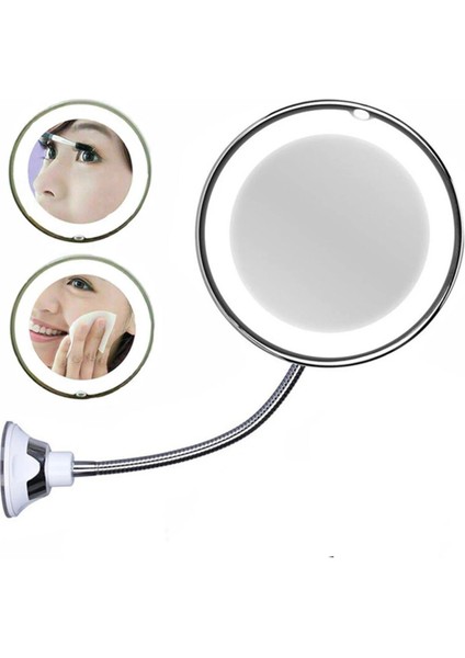 Flexible 10x Zoomlu Esnek Işıklı Çerçeveli Makyaj Aynası