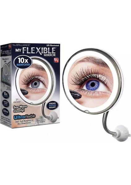 Flexible 10x Zoomlu Esnek Işıklı Çerçeveli Makyaj Aynası fırsatları