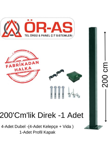 Panel Çit Diregi Aksesuarlı 200 cm Yeşil Renk