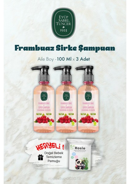100 ml Frambuaz Sirke Şampuan x 3 ve Rosıe Hediyeli