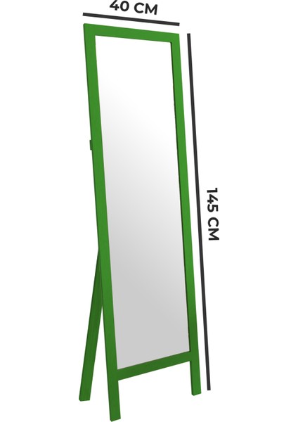 Renkli Ahşap Ayaklı Boy Aynası 145 x 40 cm