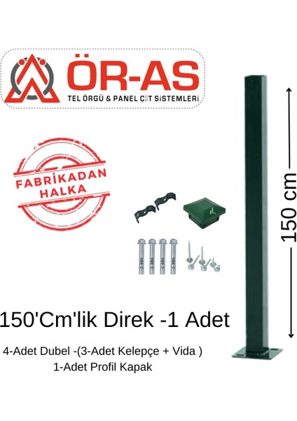Panel Çit Diregi AKSESUARLI150 cm Yeşil Renk