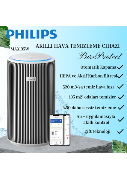 Phılıps Pureprotect Serisi Akıllı Hava Temizleme Cihazı Beyaz Gri