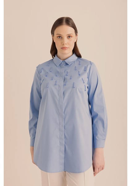 İşlemeli Cotton Gömlek