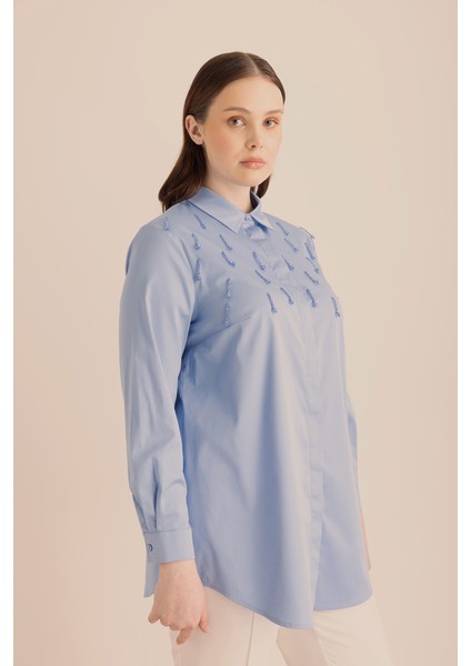İşlemeli Cotton Gömlek