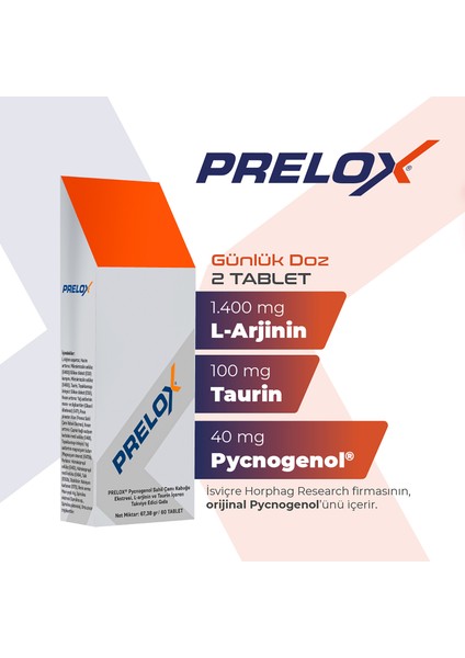 ® 60 Tablet, Pycnogenol®, L-Arjinin ve Taurin Içeren Takviye Edici Gıda x 3 Adet