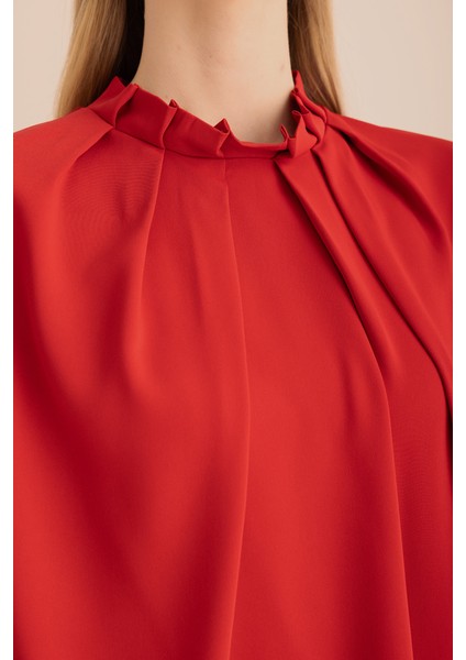 Pile Detaylı Dokuma Kolsuz Bluz modelleri