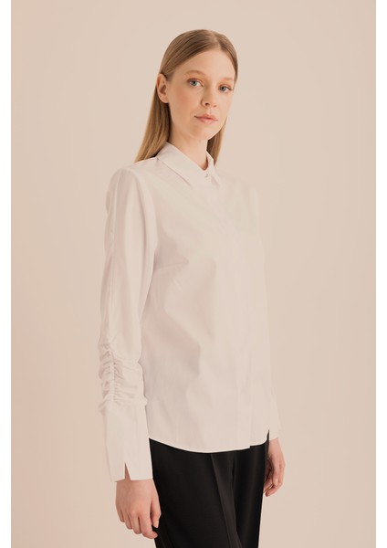 Kolları Büzgü Detaylı Cotton Gömlek indirimleri