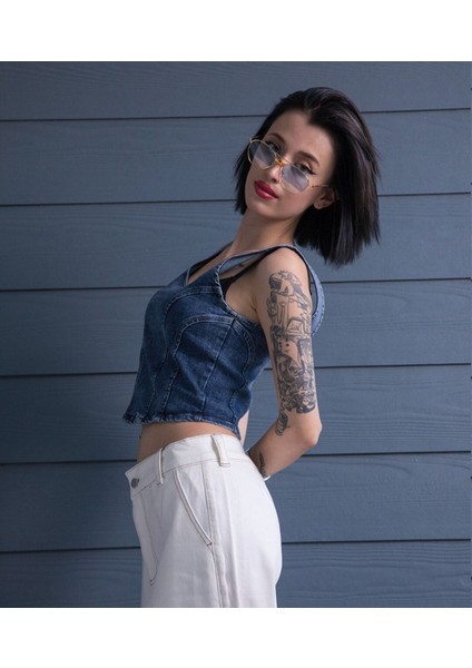 Sırt Detaylı Jean Büstiyer