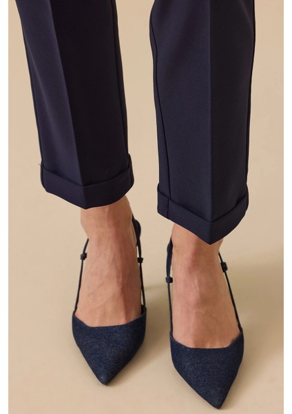 Kadın Beli Büzgülü Havuç Kesim Pantolon 0031 Lacivert modelleri