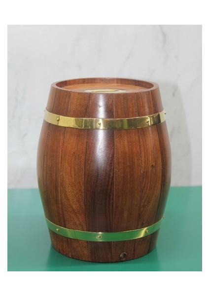 Pirinç Detaylı Fıçı Kumbara Model 3