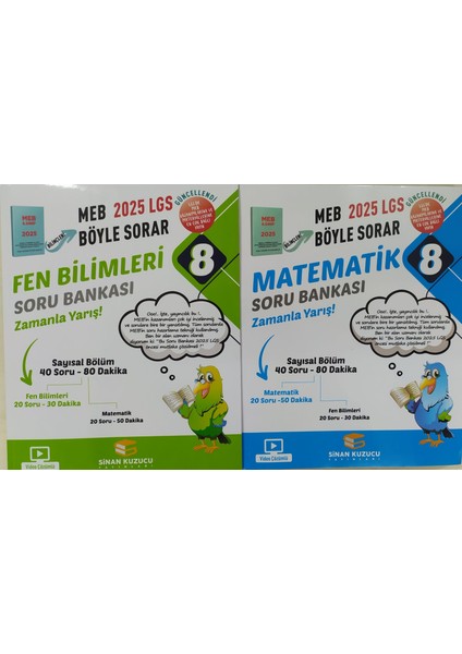 Sinan Kuzucu Yayınları 2025 8. Sınıf Lgs Fen Bilimleri Soru Bankası+Matematik Soru Bankası