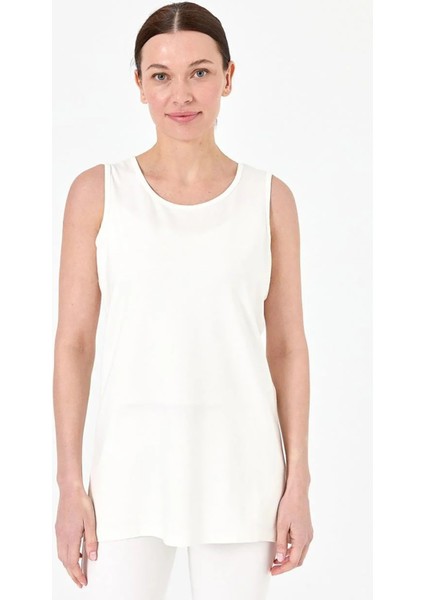 Kadın Askılı Penye T-Shirt 20868 Ekru