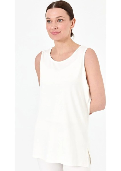 Kadın Askılı Penye T-Shirt 20868 Ekru modelleri