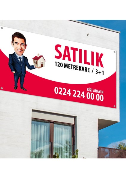 Kişiye Özel Karikatür Satılık & Kiralık Afiş Branda (1 Metre x 2 Metre) Model 1 fiyatları