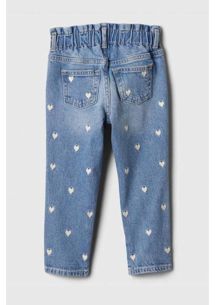 Kalp Desenli Taş Detaylı Kız Çocuk Kot Pantolon - Açık Mavi fiyatları
