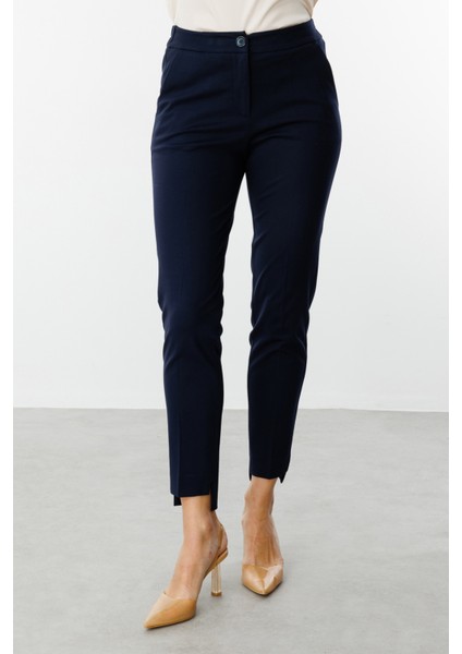 Kadın Beli Lastikli Dar Paça Pantolon 2070 Lacivert modelleri