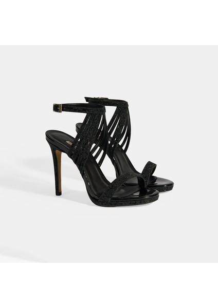 Dianny Siyah Kadın Simli Bantlı Topuklu Abiye Ayakkabı fiyatları