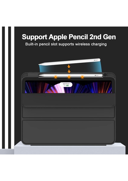 Apple iPad Air 13 M3 (2025) Kalem Şarjına Uygun Kalemlikli Yatay Standlı Stromix Smart Kılıf